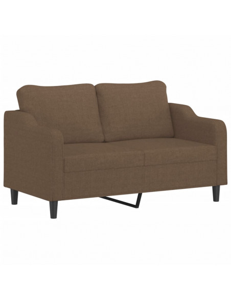 Set di Divani 3 pz con Cuscini Marrone in Tessuto