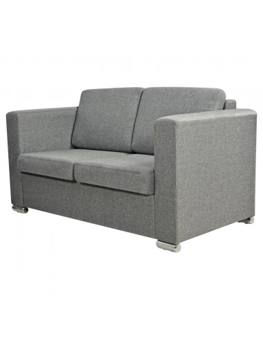 Divano a 2 Posti in Tessuto Grigio Chiaro