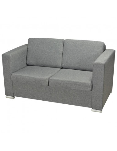 Divano a 2 Posti in Tessuto Grigio Chiaro