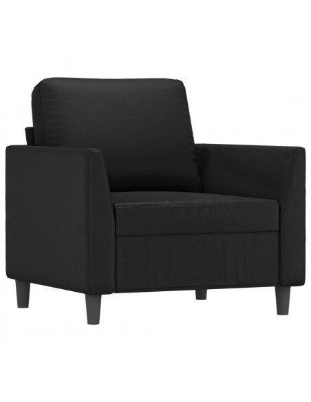 Set di Divani 3 pz con Cuscini Nero in Similpelle