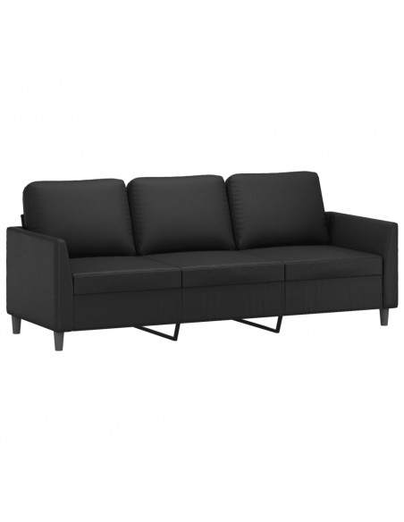 Set di Divani 3 pz con Cuscini Nero in Similpelle