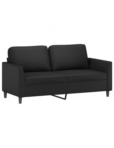 Set di Divani 3 pz con Cuscini Nero in Similpelle