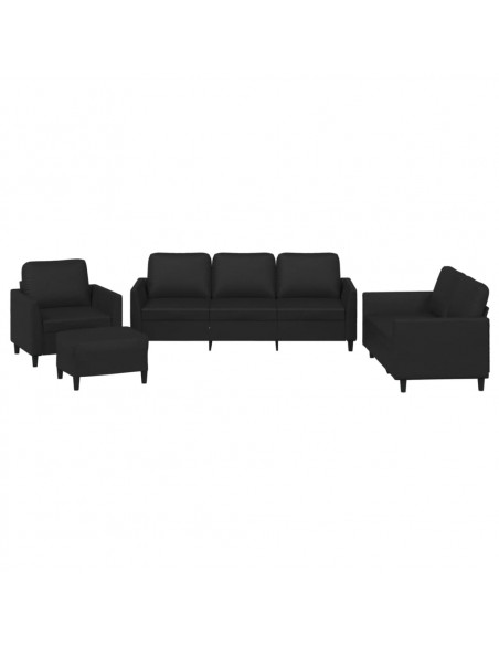 Set di Divani 4 pz con Cuscini Nero in Similpelle