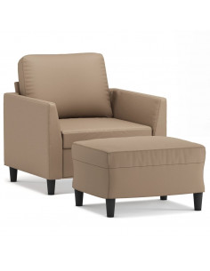 Poltrona con Poggiapiedi Cappuccino 60 cm in Similpelle 2