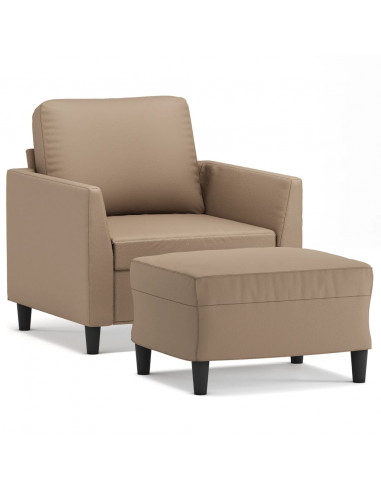 Poltrona con Poggiapiedi Cappuccino 60 cm in Similpelle