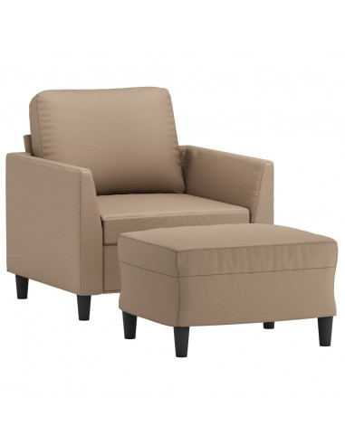 Poltrona con Poggiapiedi Cappuccino 60 cm in Similpelle