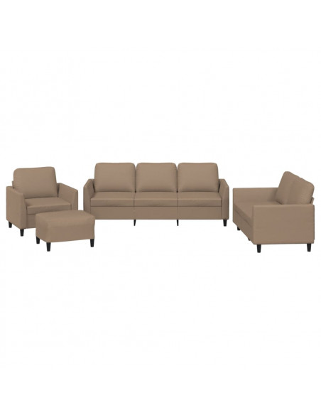 Set di Divani 4 pz con Cuscini cappuccino in Similpelle