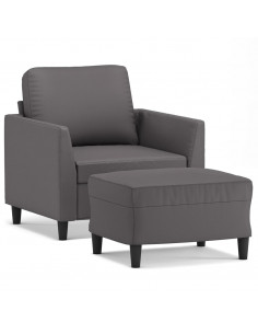 Poltrona con Poggiapiedi Grigio 60 cm in Similpelle 2