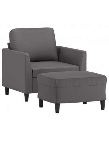 Poltrona con Poggiapiedi Grigio 60 cm in Similpelle