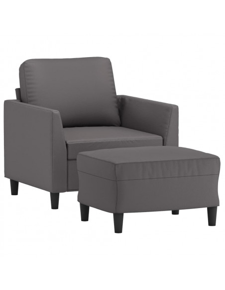 Poltrona con Poggiapiedi Grigio 60 cm in Similpelle