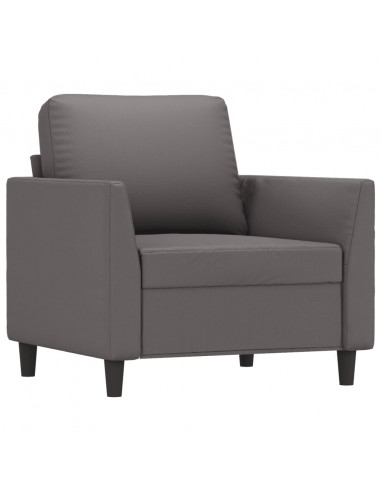 Set di Divani 3 pz con Cuscini Grigio in Similpelle