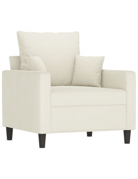 Set di Divani 3 pz con Cuscini Crema in Velluto