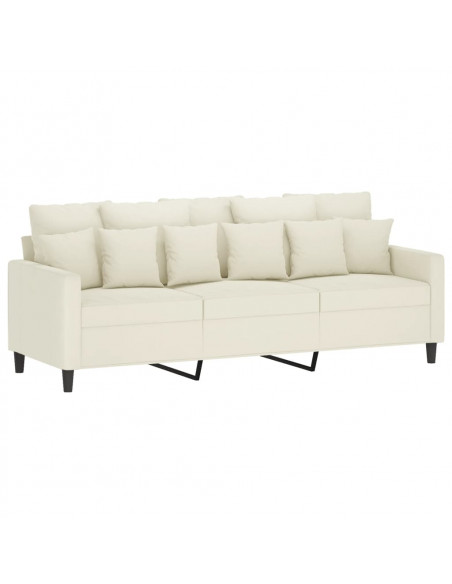 Set di Divani 3 pz con Cuscini Crema in Velluto