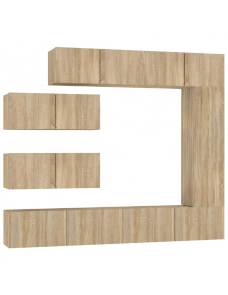 Set di Mobili Porta TV 7 pz Rovere Sonoma in Legno Multistrato