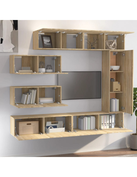 Set di Mobili Porta TV 7 pz Rovere Sonoma in Legno Multistrato