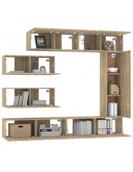 Set di Mobili Porta TV 7 pz Rovere Sonoma in Legno Multistrato