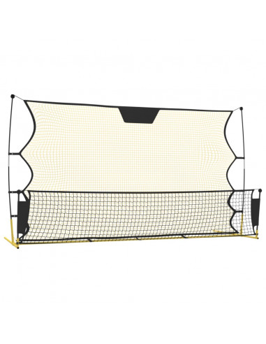 Rete Rimbalzante da Calcio Nera Gialla 183x85x120cm Poliestere