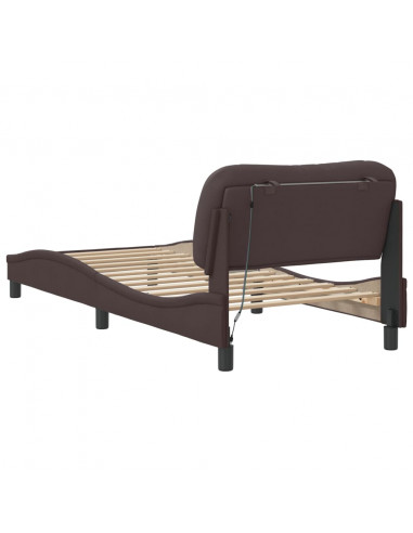 Giroletto con Luci LED Marrone Scuro 90x190 cm in Tessuto