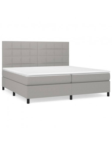 Giroletto a Molle con Materasso Grigio Chiaro 200x200cm Tessuto