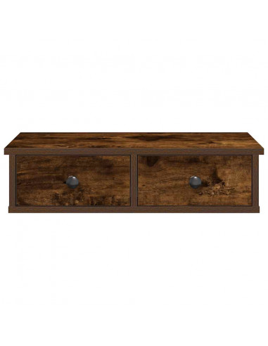 Scaffale a Parete con Cassetti Fumo 60x25x15 cm in Truciolato