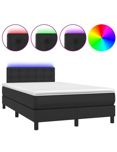 Letto a Molle con Materasso e LED Nero 120x190 cm in Similpelle