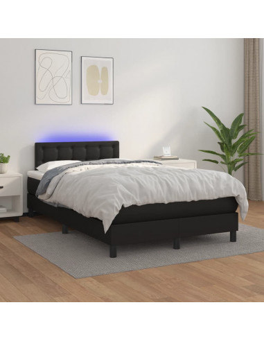 Letto a Molle con Materasso e LED Nero 120x190 cm in Similpelle