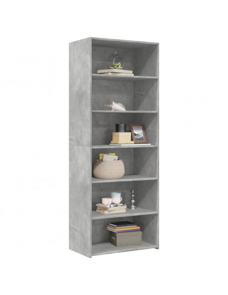 Credenza Grigio Cemento 70x41x185 cm in Legno Multistrato