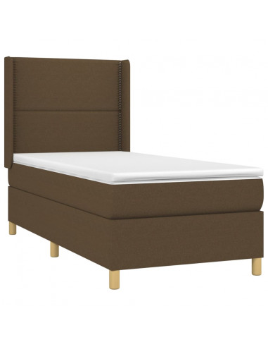 Letto a Molle con Materasso e LED Tortora 90x200 cm in Tessuto