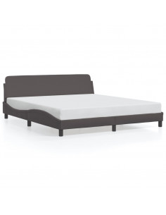 Giroletto con Testiera Grigio 180x200 cm in Similpelle 2