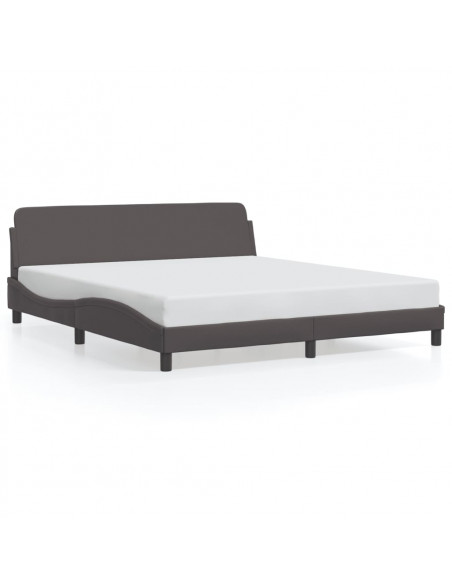 Giroletto con Testiera Grigio 180x200 cm in Similpelle