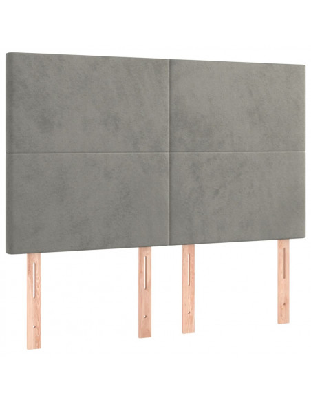 Giroletto con Testiera Grigio Chiaro 140x200 cm in Velluto