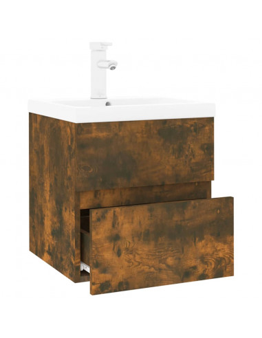 Mobile Bagno con Lavabo Integrato Rovere Fumo Legno Multistrato