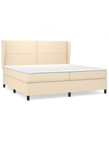 Giroletto a Molle con Materasso Crema 200x200 cm in Tessuto