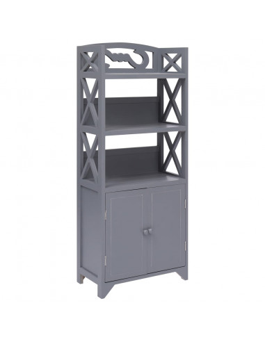 Mobiletto da Bagno Grigio 46x24x116 cm in Legno di Paulownia