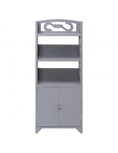 Mobiletto da Bagno Grigio 46x24x116 cm in Legno di Paulownia