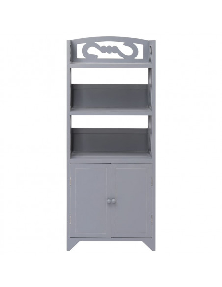 Mobiletto da Bagno Grigio 46x24x116 cm in Legno di Paulownia