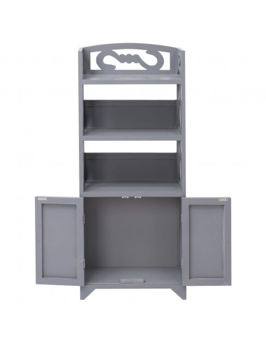 Mobiletto da Bagno Grigio 46x24x116 cm in Legno di Paulownia