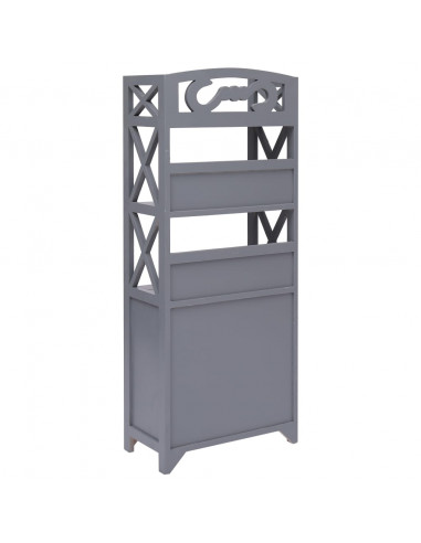 Mobiletto da Bagno Grigio 46x24x116 cm in Legno di Paulownia