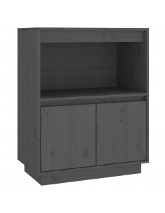 Credenza Grigia 60x34x75 cm in Legno Massello di Pino 2
