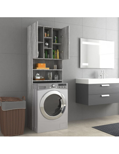 Mobile per Lavatrice Grigio Sonoma 64x25,5x190 cm