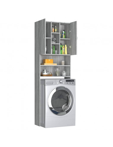 Mobile per Lavatrice Grigio Sonoma 64x25,5x190 cm