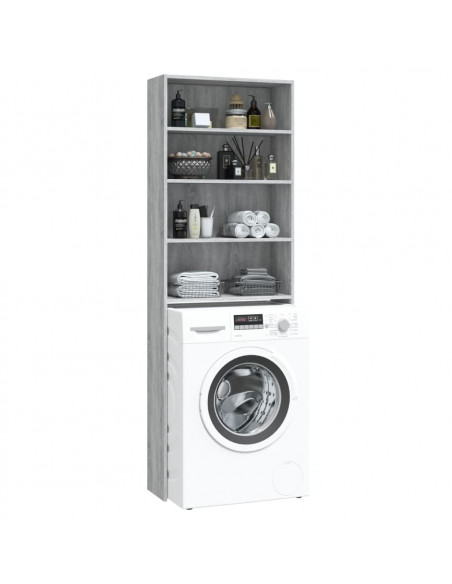 Mobile per Lavatrice Grigio Sonoma 64x24x190 cm
