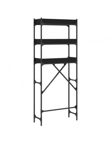 Scaffale per Lavatrice Nero 67x25x163 cm in Legno Multistrato