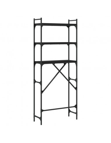 Scaffale per Lavatrice Nero 67x25x163 cm in Legno Multistrato