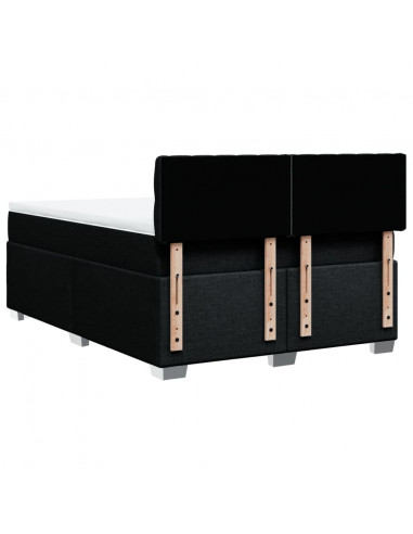 Giroletto a Molle con Materasso Nero 140x200 cm in Tessuto