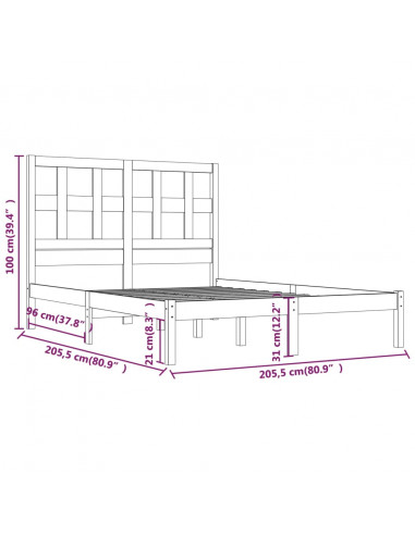 Giroletto Bianco in Legno Massello di Pino 200x200 cm