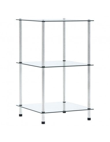 Scaffale a 3 Livelli Trasparente 40x40x67cm in Vetro Temperato