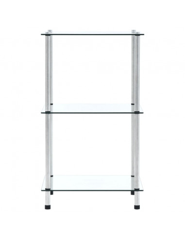 Scaffale a 3 Livelli Trasparente 40x40x67cm in Vetro Temperato