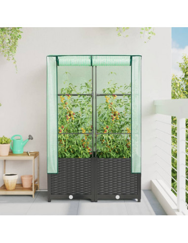 Letto Rialzato con Copertura Serra Effetto Rattan 80x40x138 cm