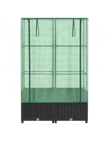 Letto Rialzato con Copertura Serra Effetto Rattan 80x40x138 cm